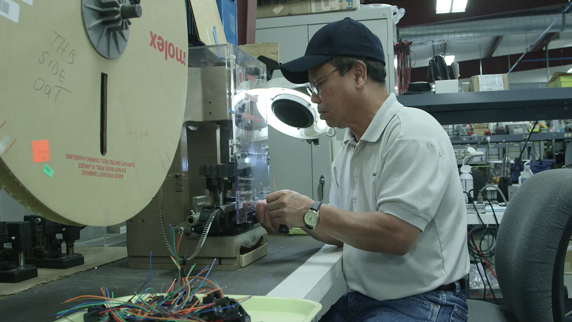 levison entperprises team member cutting and connecting cables