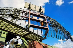 Military radar against a blue sky 