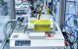 Process of soldering and assembly chip components on pcb board. 