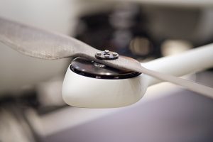 Closeup of a military drone's propeller 